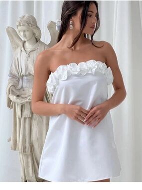 we wore what ruched cup ribbed mini dress Weworewhat Ruched-Cup Ribbed Mini Dress - Off White